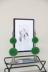 Two-Tiered Boxwood Sphere Decor with Metal Stand