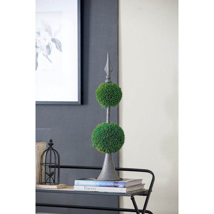 Two-Tiered Boxwood Sphere Decor with Metal Stand Default