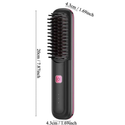 Ultra.Soft Hair Brush, Portable Cordless Design, USB charging, Hidden Heating, Scalp Massage, LED Display, 30 min auto Power Off, Tooth Comb Design, Black MLNshops]