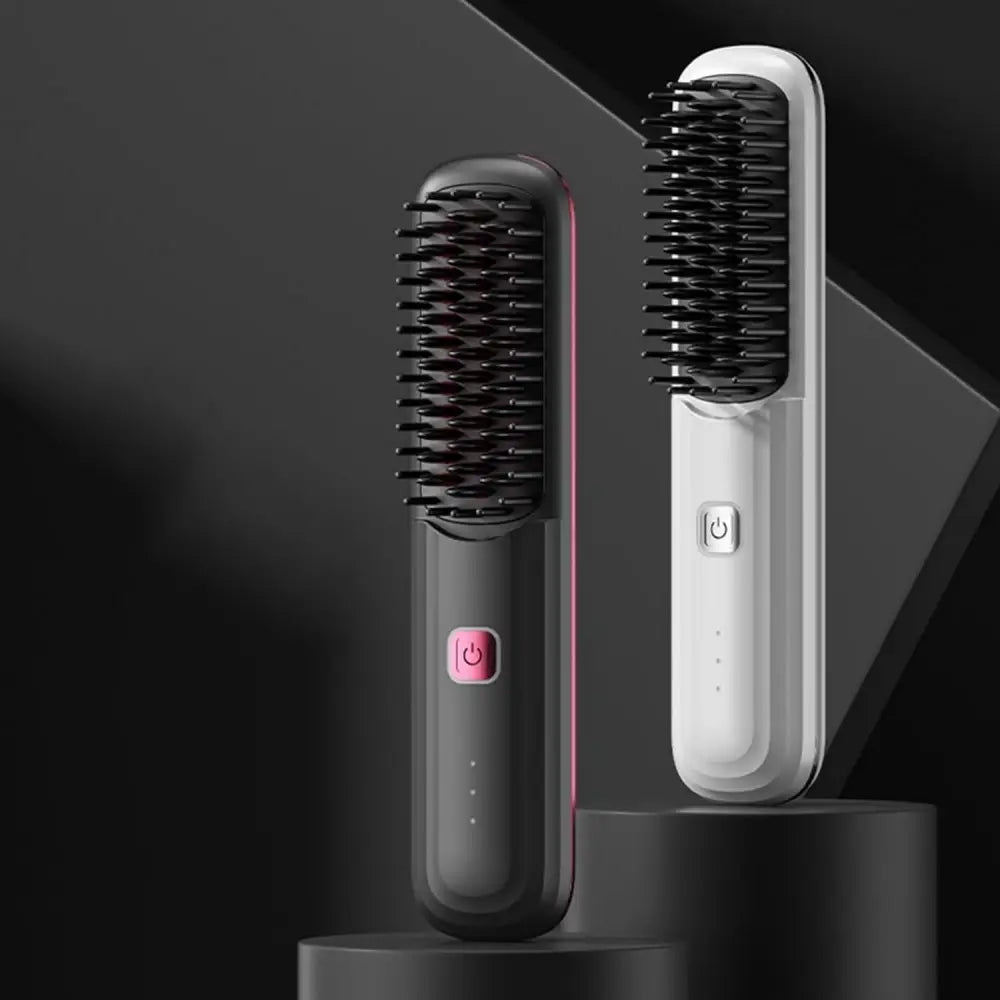 Ultra.Soft Hair Brush, Portable Cordless Design, USB charging, Hidden Heating, Scalp Massage, LED Display, 30 min auto Power Off, Tooth Comb Design, Black MLNshops]