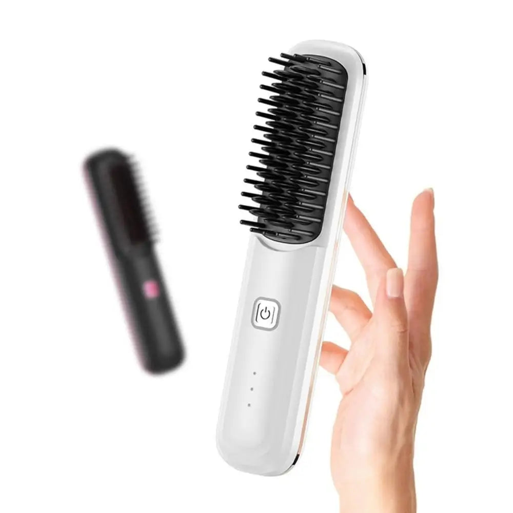 Ultra.Soft Hair Brush, Portable Cordless Design, USB charging, Hidden Heating, Scalp Massage, LED Display, 30 min auto Power Off, Tooth Comb Design, Black MLNshops]