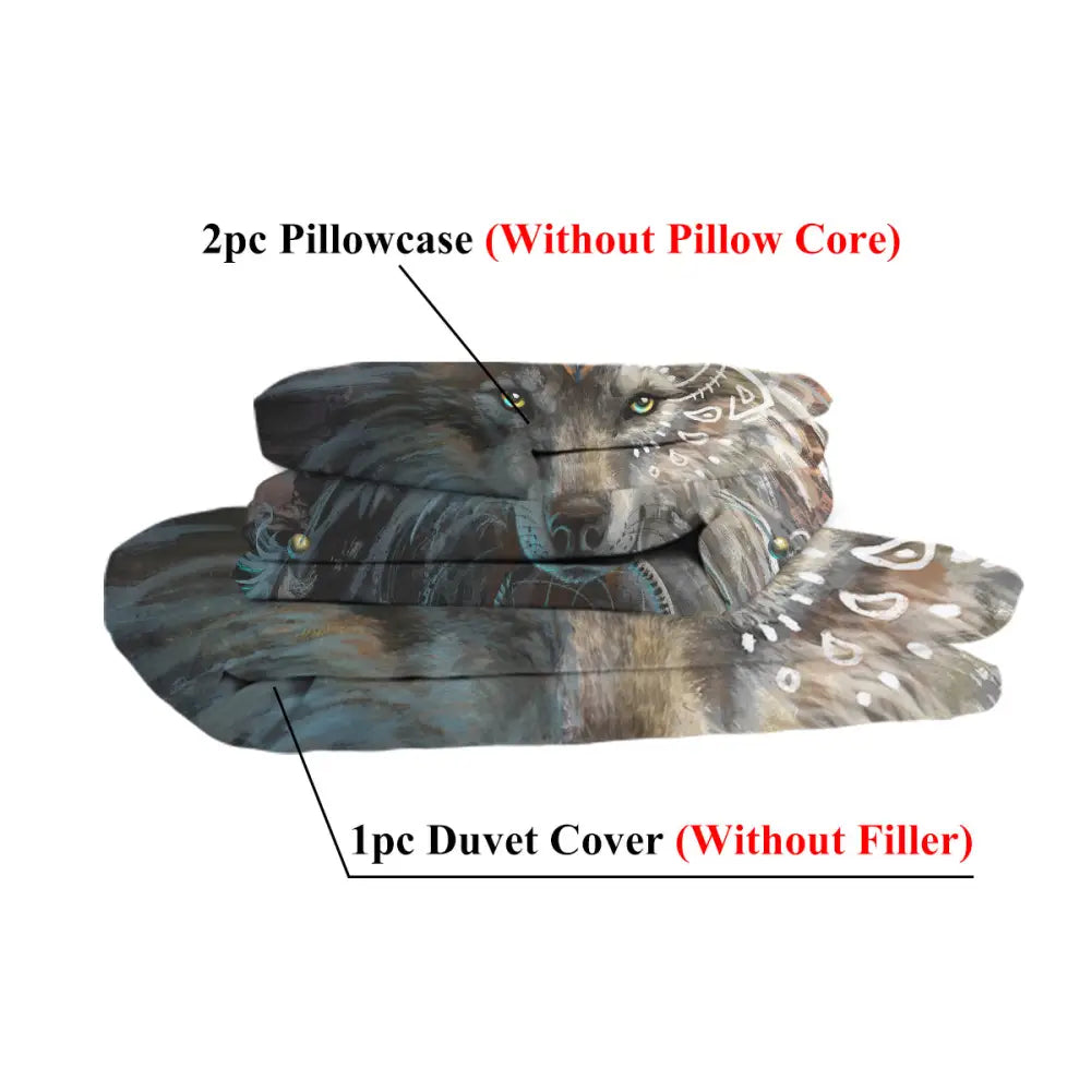 Ultra Soft Wolf Warrior Duvet Cover Set for Comforter Set Twin with Pillowcase Kids Teens MLNshops]