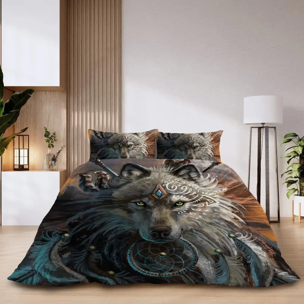 Ultra Soft Wolf Warrior Duvet Cover Set for Comforter Set Twin with Pillowcase Kids Teens MLNshops]