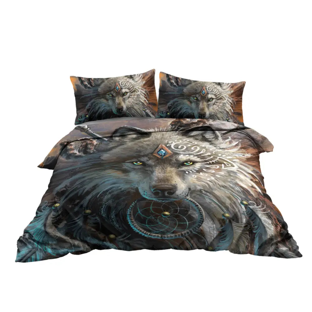 Ultra Soft Wolf Warrior Duvet Cover Set for Comforter Set Twin with Pillowcase Kids Teens MLNshops]