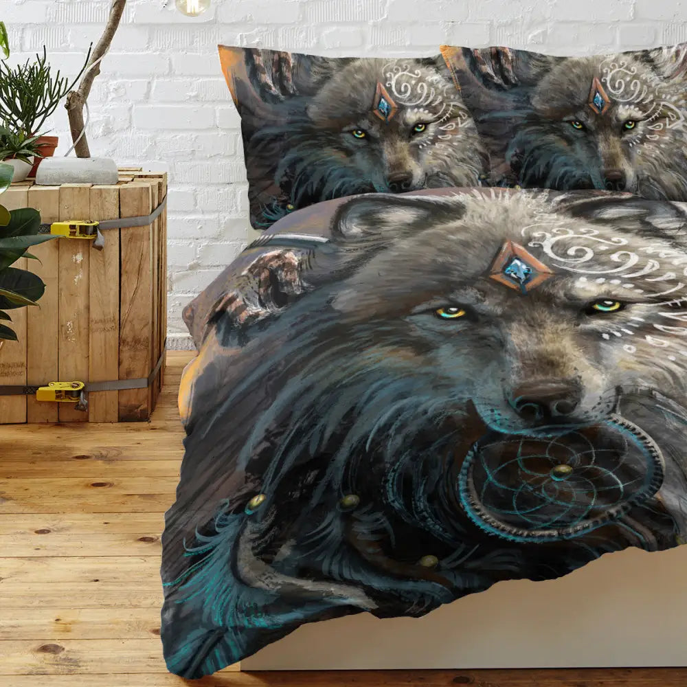 Ultra Soft Wolf Warrior Duvet Cover Set for Comforter Set Twin with Pillowcase Kids Teens MLNshops]