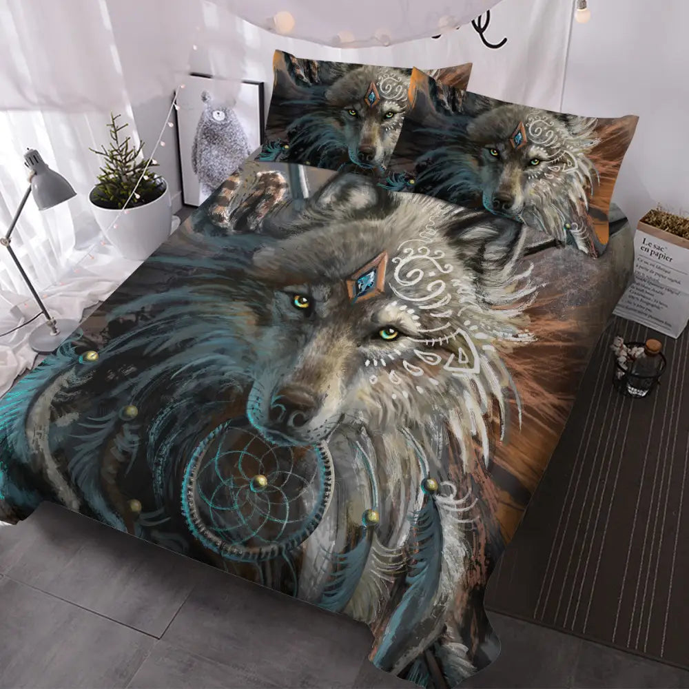 Ultra Soft Wolf Warrior Duvet Cover Set for Comforter Set Twin with Pillowcase Kids Teens MLNshops]