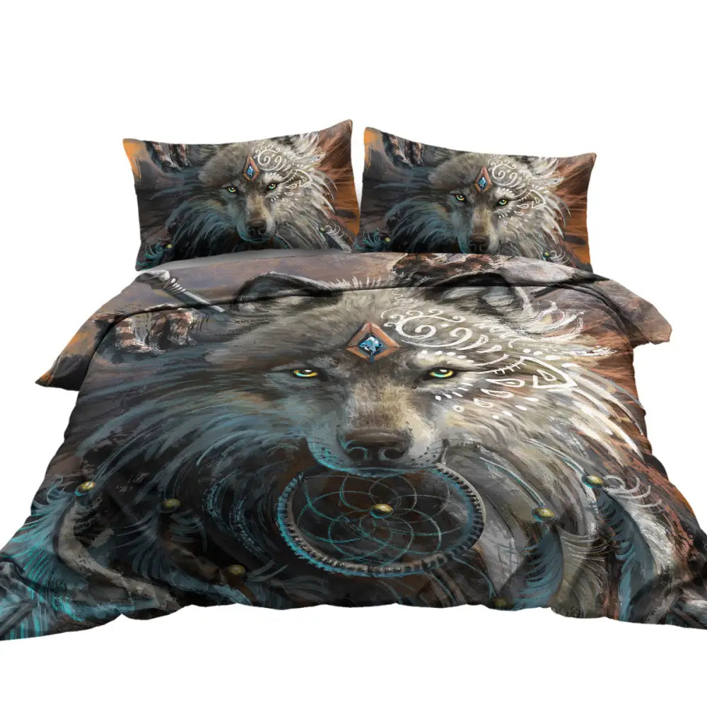 Ultra Soft Wolf Warrior Duvet Cover Set for Comforter Set Twin with Pillowcase Kids Teens MLNshops]