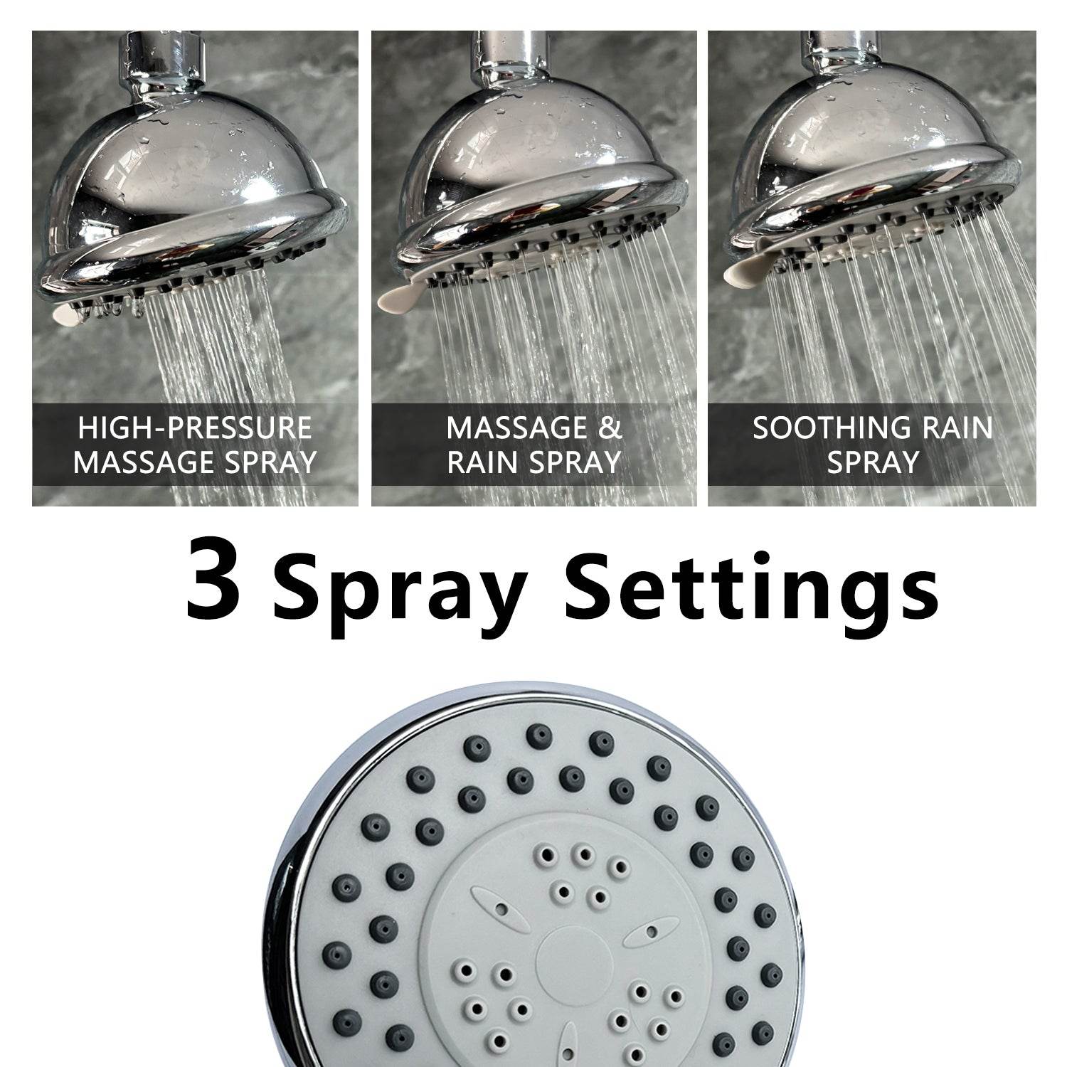 MLNshops high pressure shower head - Chrome Multi-Mode