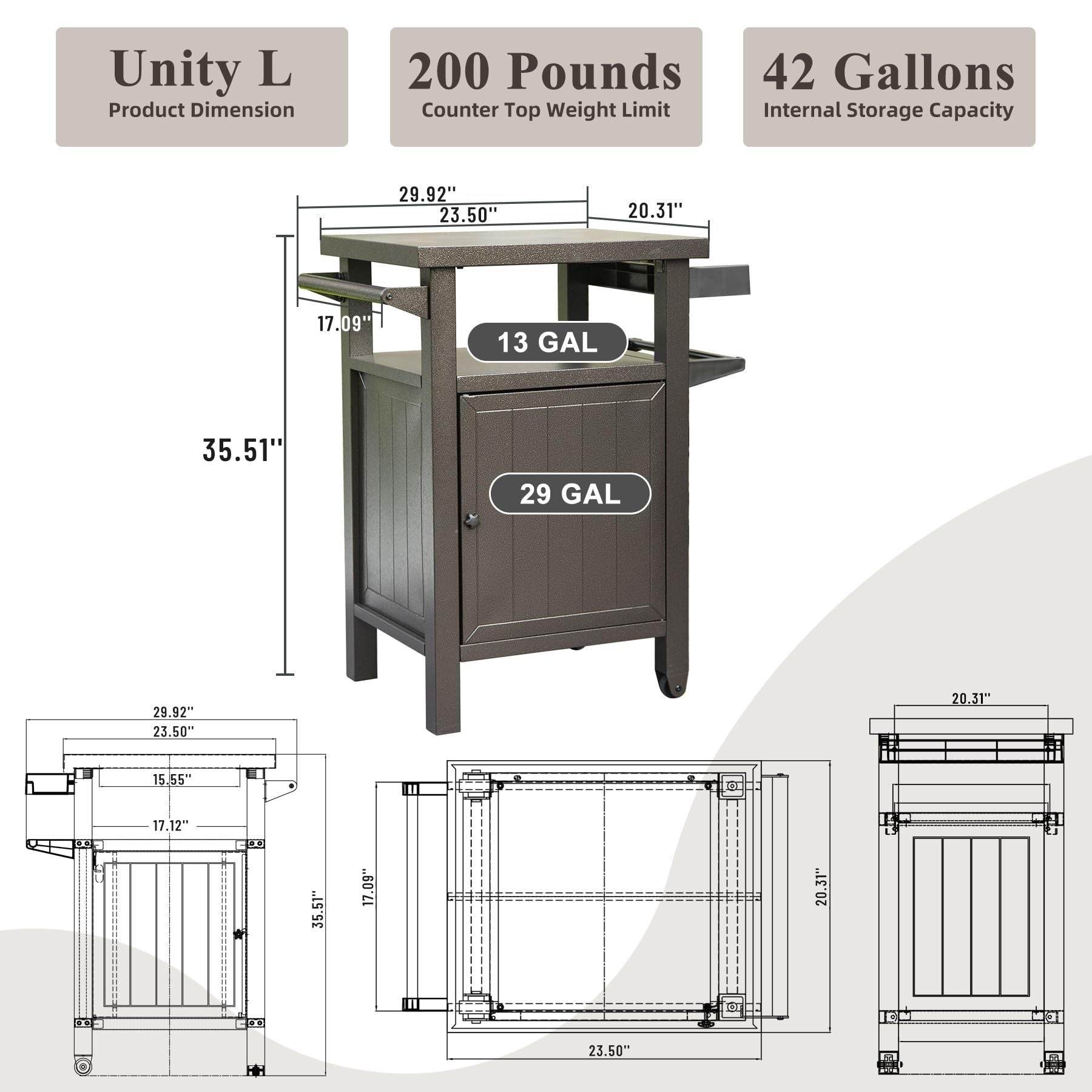 MLNshops outdoor grill cart with storage weatherproof