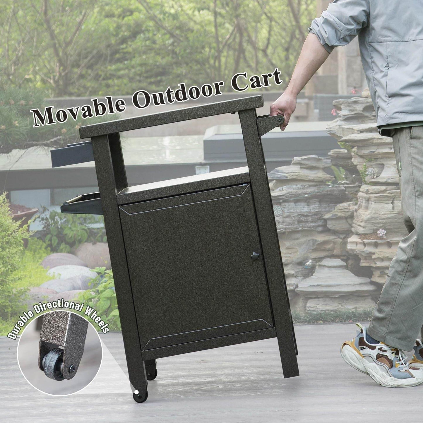 MLNshops outdoor grill cart with storage weatherproof