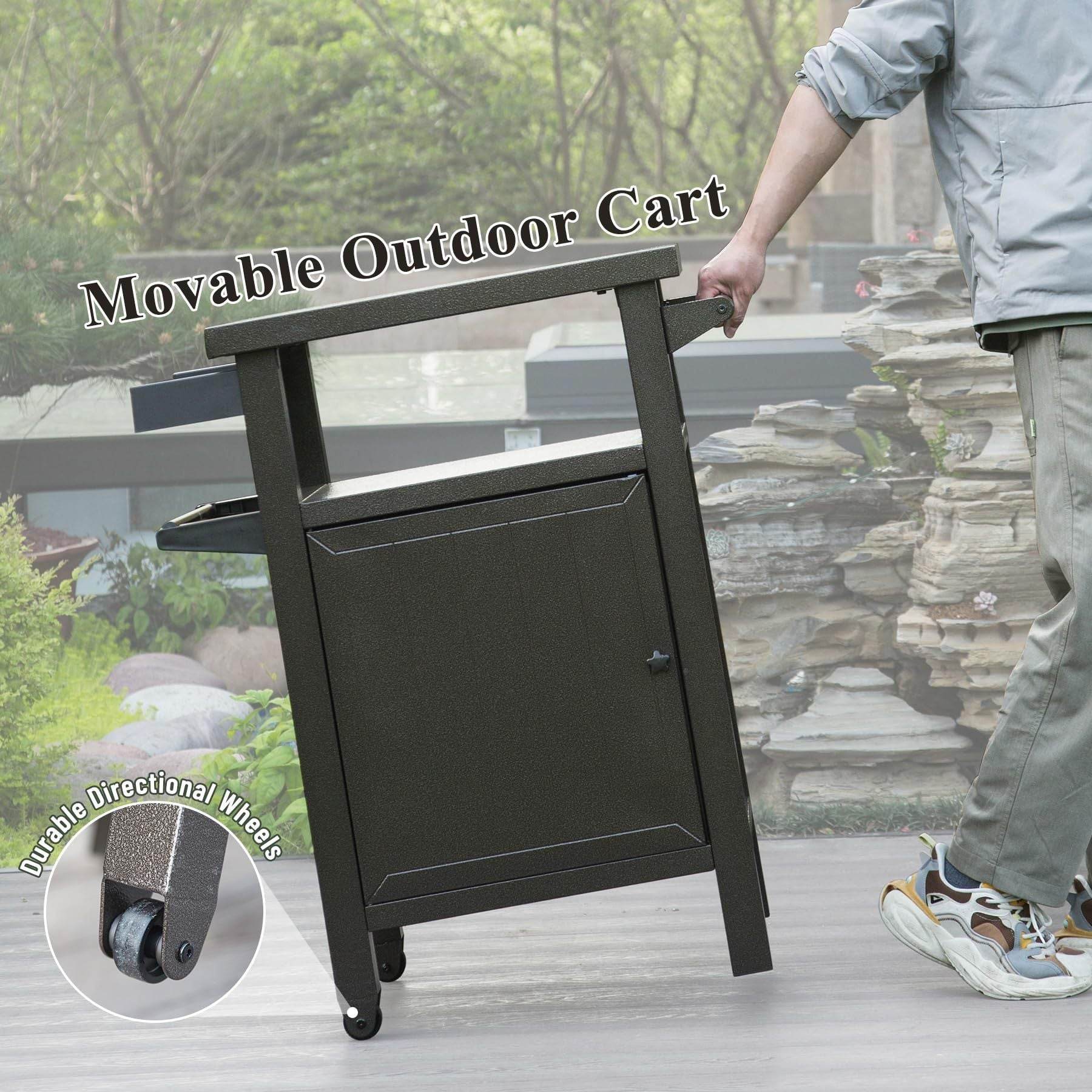 MLNshops outdoor grill cart with storage weatherproof