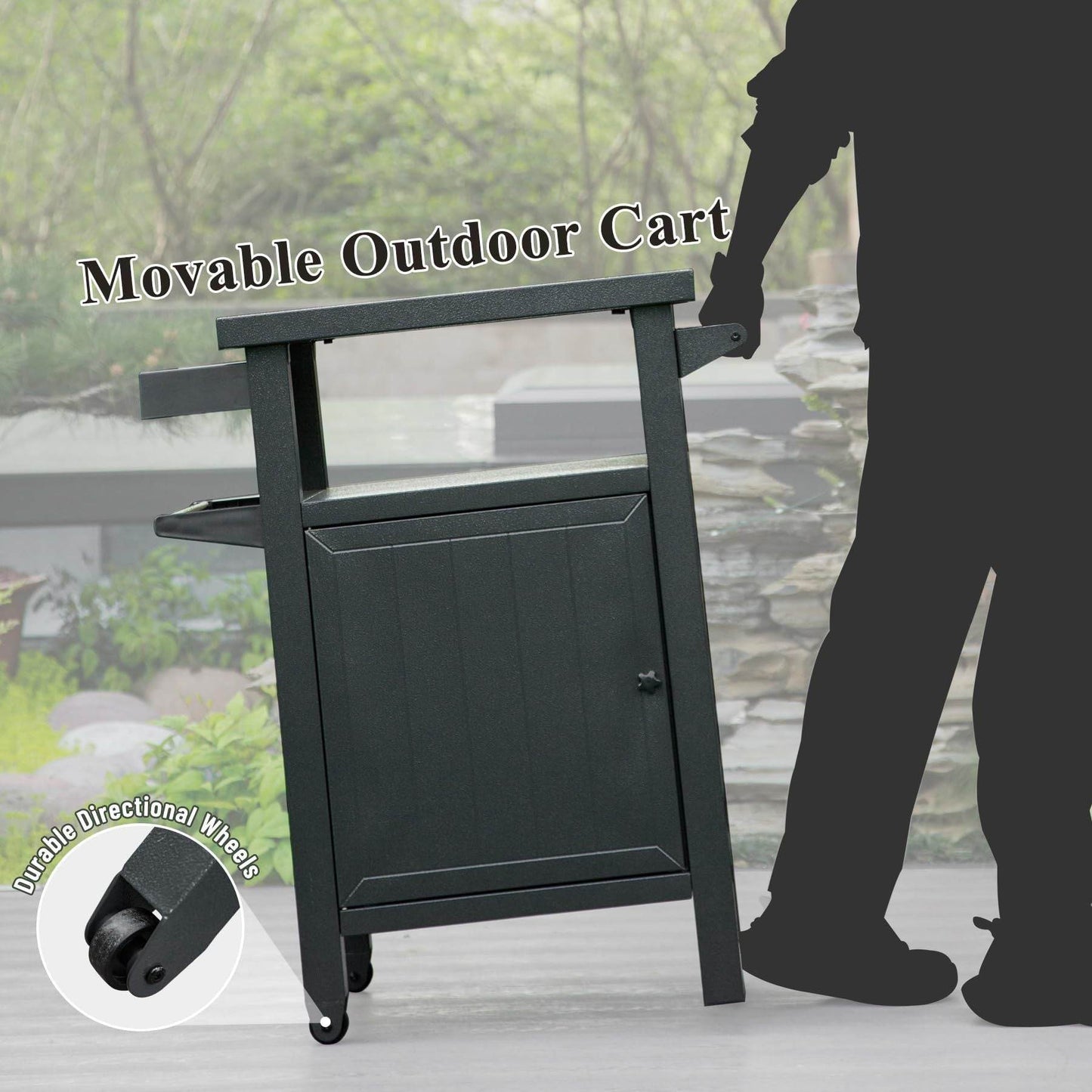 MLNshops portable BBQ table with wheels - storage cart