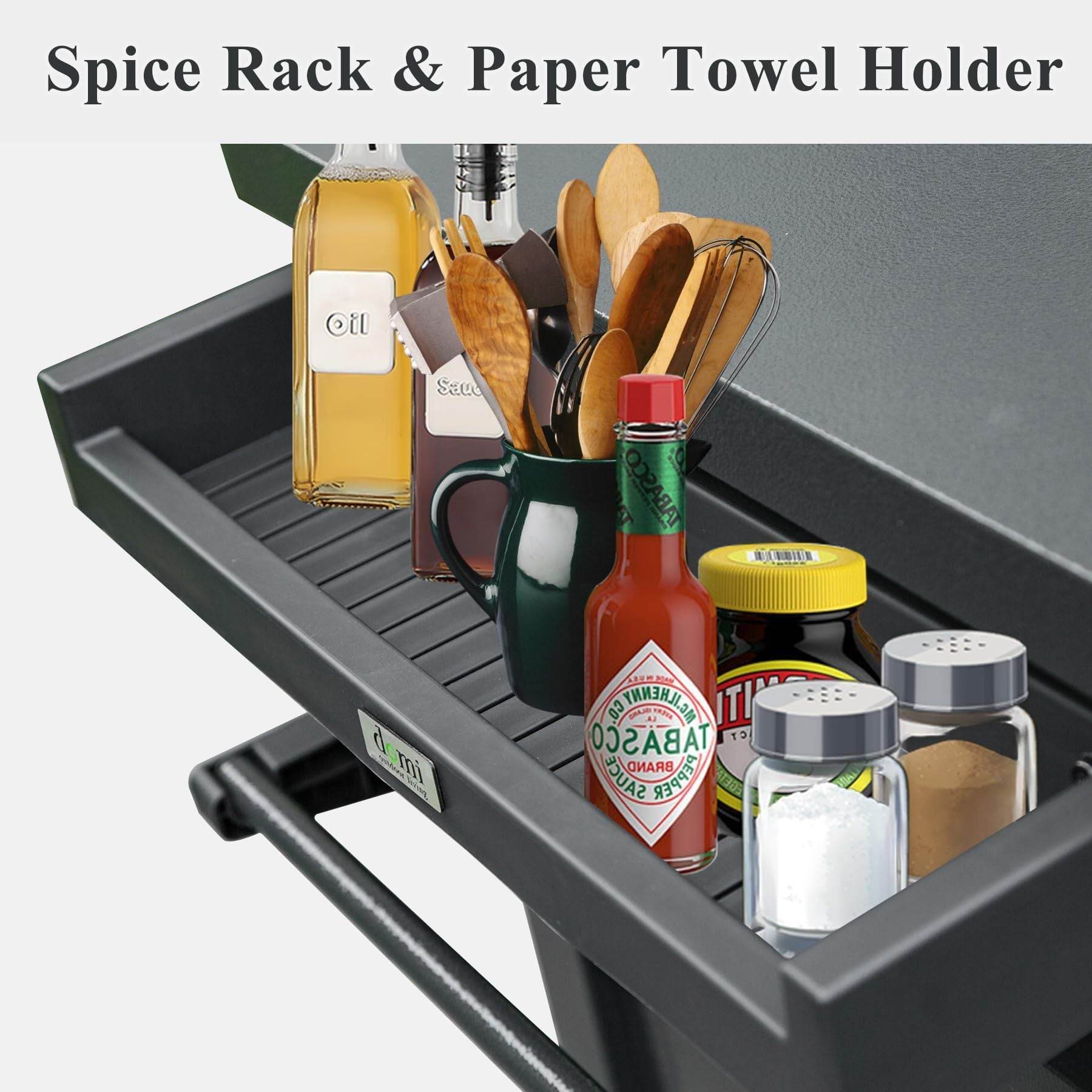 MLNshops portable BBQ table with wheels - storage cart