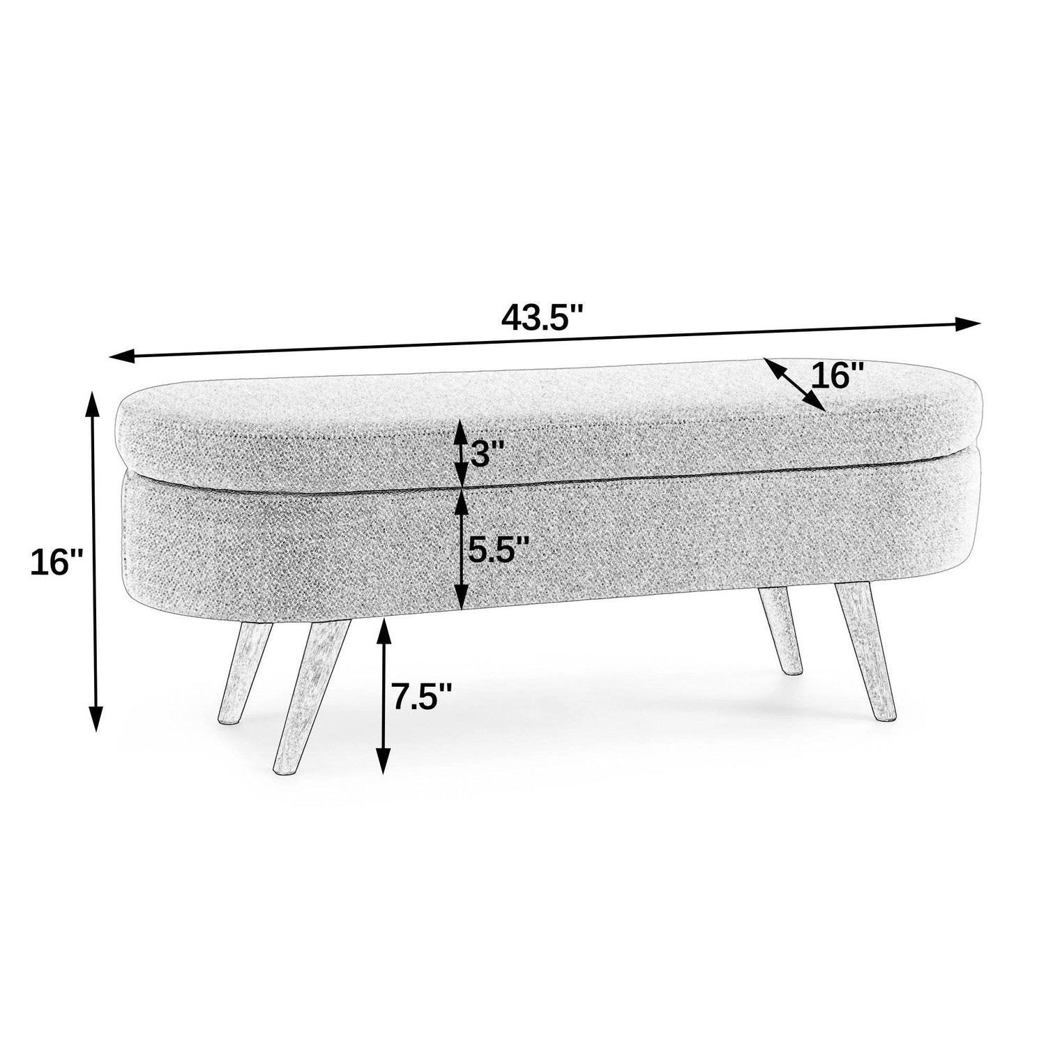 Upholstered Ottoman with Wooden Legs - Stylish & Comfortable