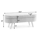 Upholstered Ottoman with Wooden Legs - Stylish & Comfortable