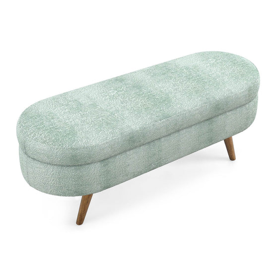 Upholstered Ottoman with Wooden Legs - Stylish & Comfortable Default