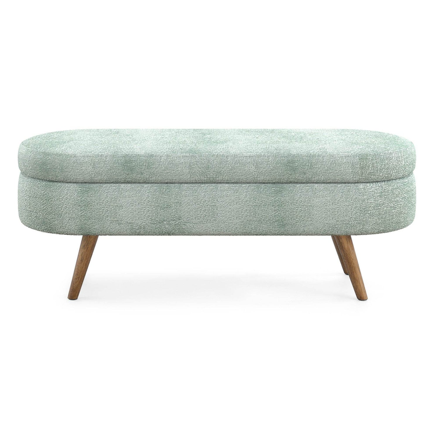 Upholstered Ottoman with Wooden Legs - Stylish & Comfortable
