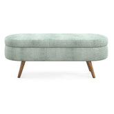 Upholstered Ottoman with Wooden Legs - Stylish & Comfortable