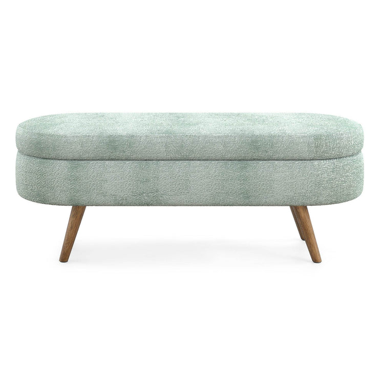 Upholstered Ottoman with Wooden Legs - Stylish & Comfortable