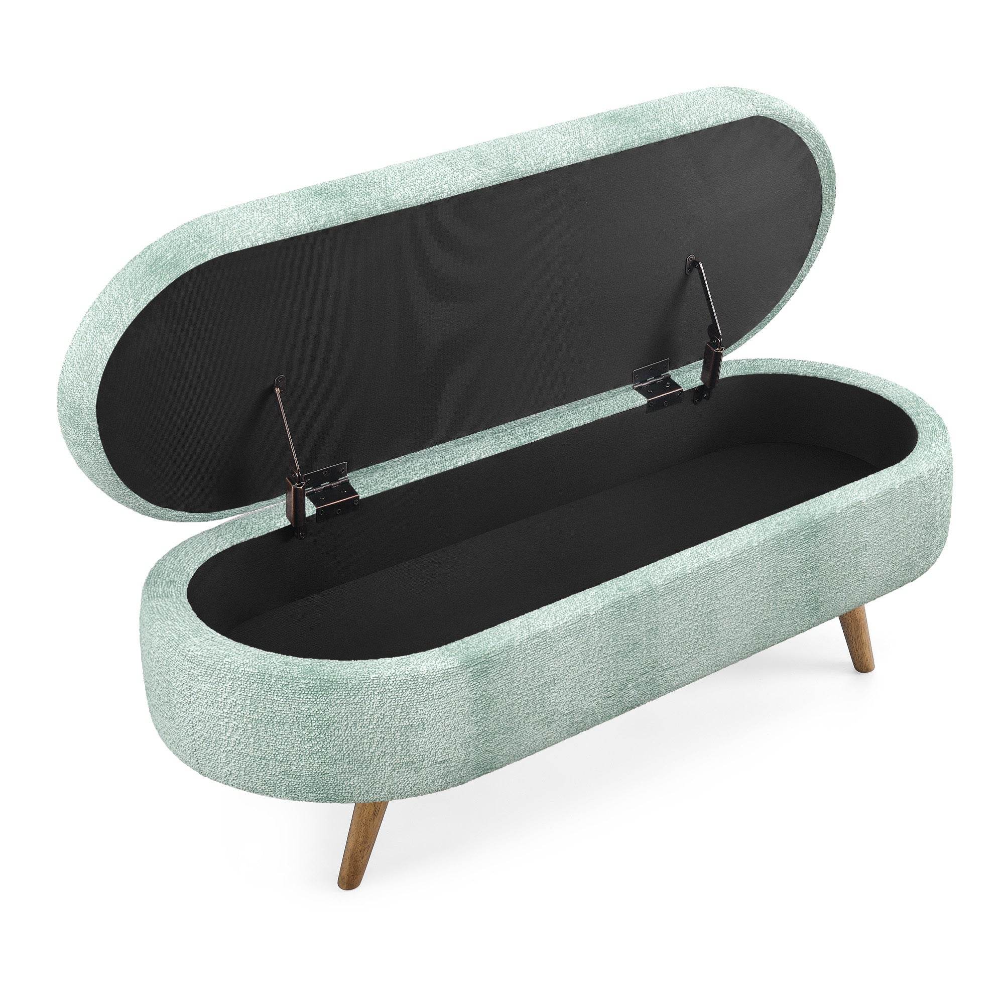 Upholstered Ottoman with Wooden Legs - Stylish & Comfortable