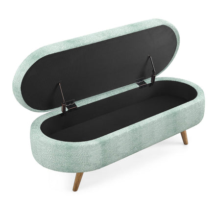 Upholstered Ottoman with Wooden Legs - Stylish & Comfortable