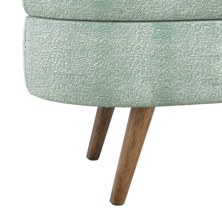 Upholstered Ottoman with Wooden Legs - Stylish & Comfortable