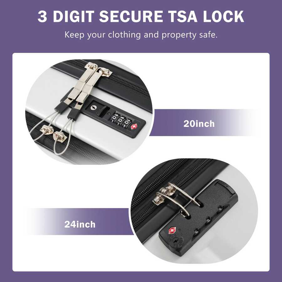 MLNshops 3 piece hardside suitcase with USB port - TSA Lock