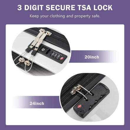 MLNshops 3 piece hardside suitcase with USB port - TSA Lock