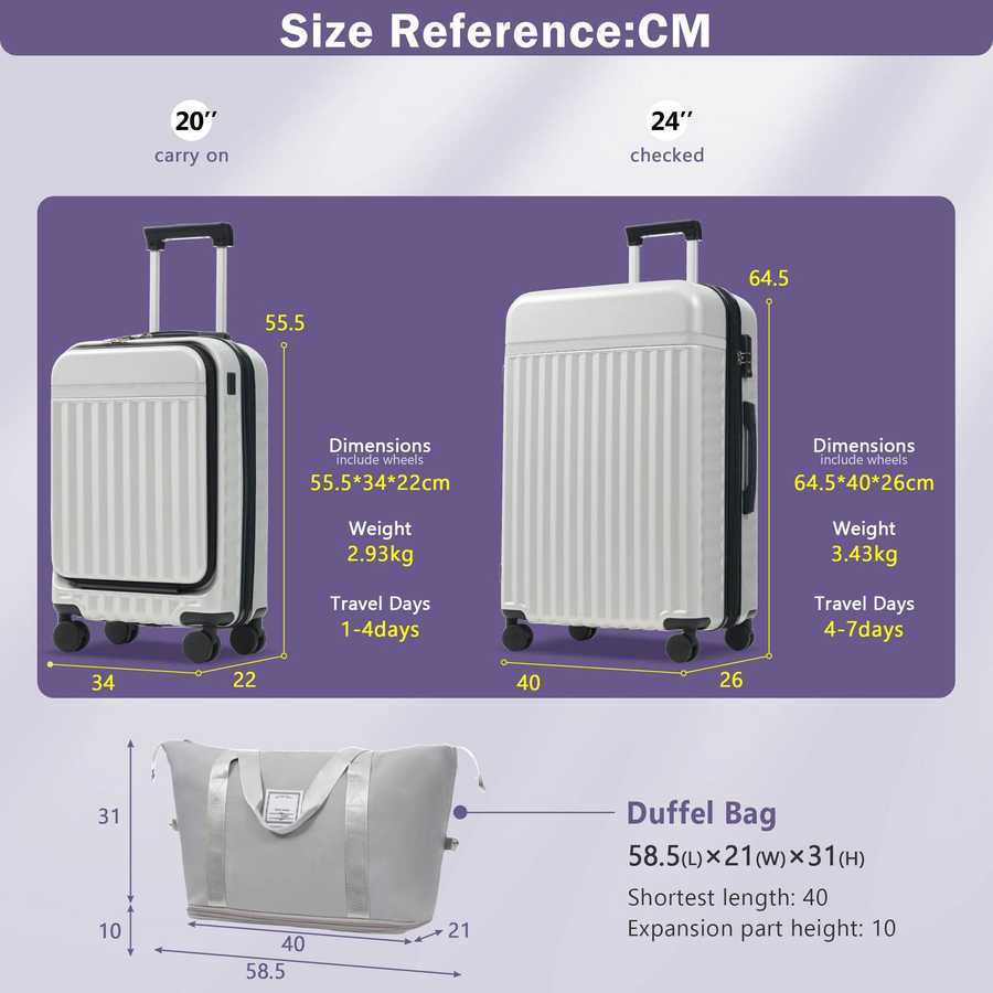 MLNshops 3 piece hardside suitcase with USB port - TSA Lock