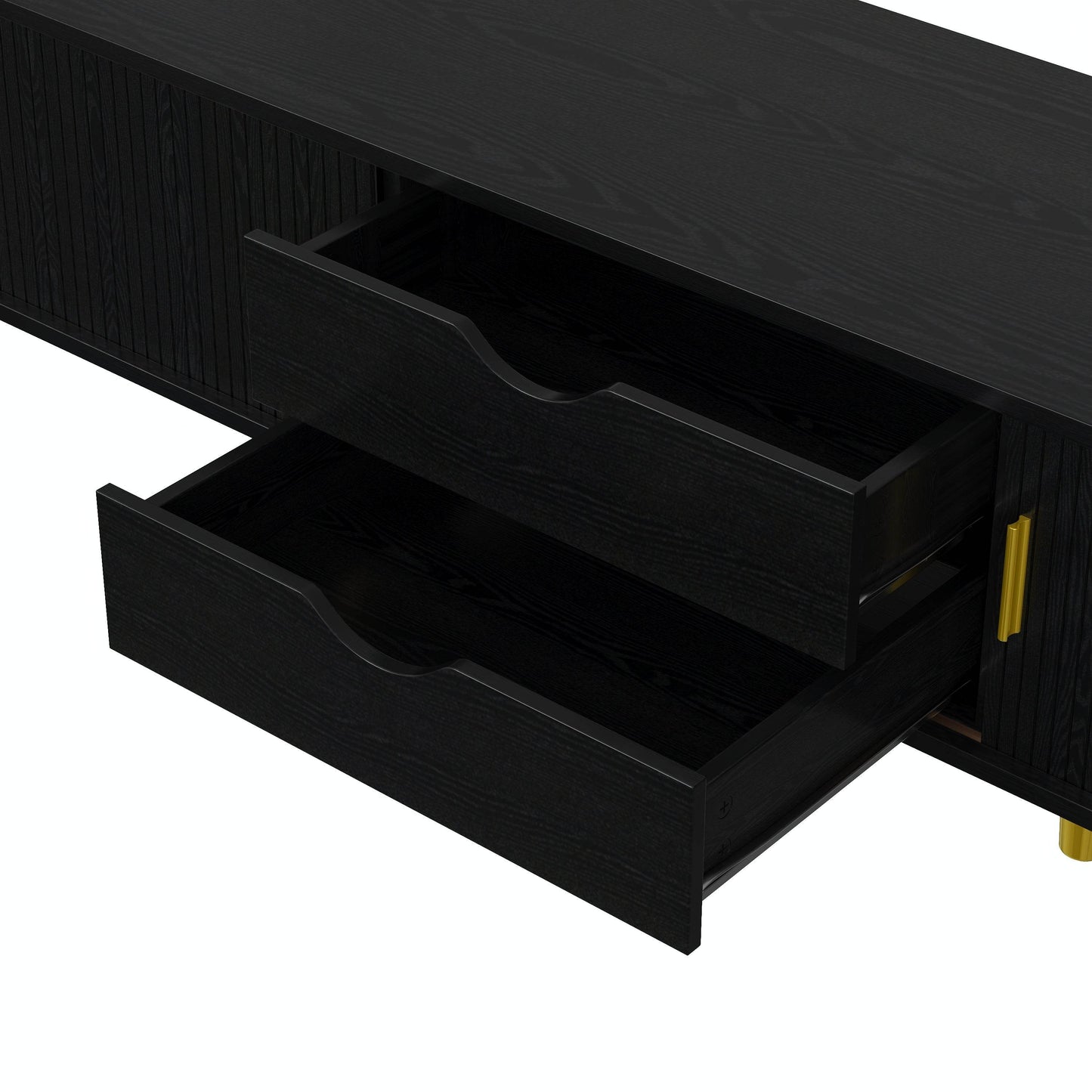 MLNshops black wooden TV stand with charging station, USB