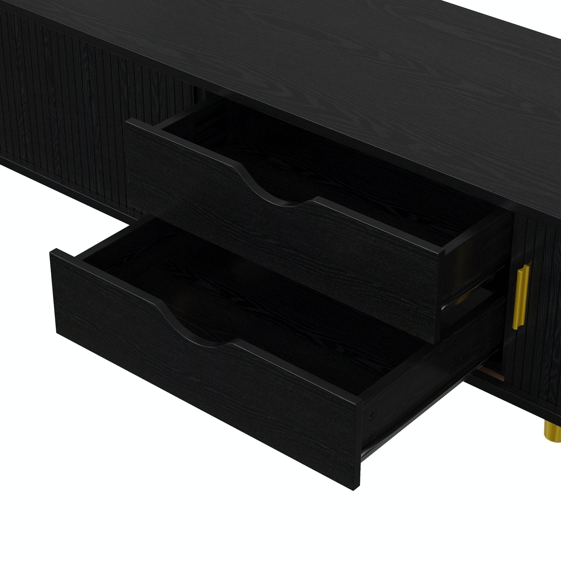 MLNshops black wooden TV stand with charging station, USB