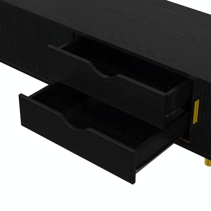 MLNshops black wooden TV stand with charging station, USB