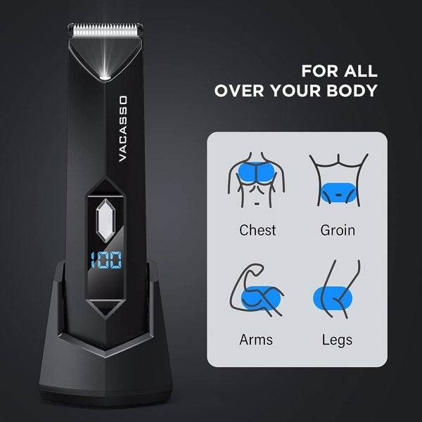 Electric Groin Hair Trimmer for Men with LED Display
