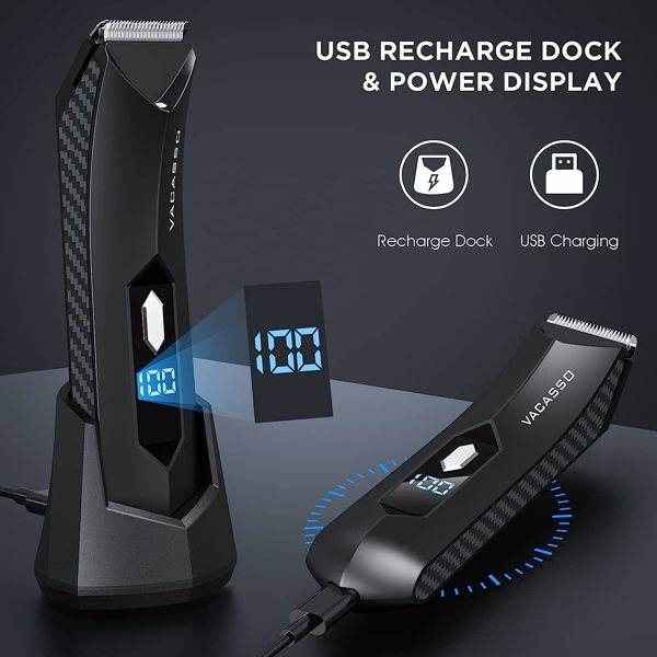 Electric Groin Hair Trimmer for Men with LED Display