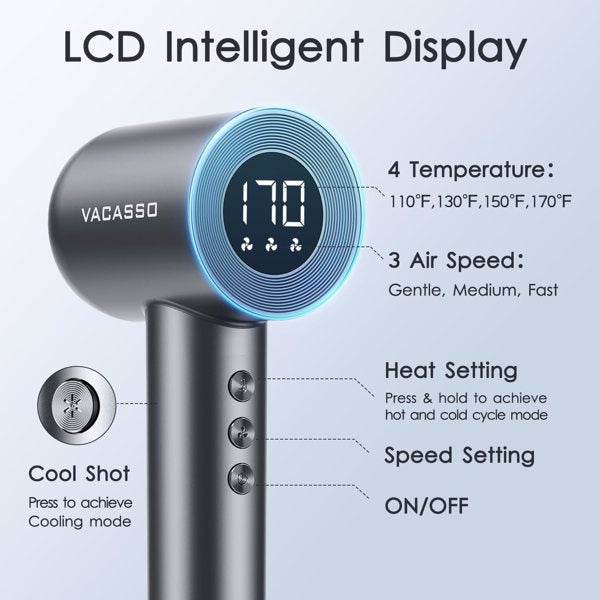 VACASSO Hair Dryer with LED Temperature Display