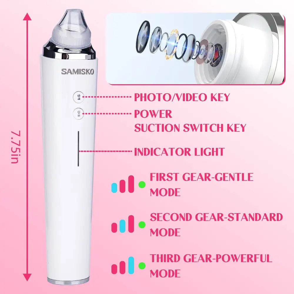 Vacuum Blackhead Remover with 6 Suction Heads, WIFI Visible Facial Pore Cleanser with HD Camera USB Rechargeable Electric Blackhead Suction Tool MLNshops]