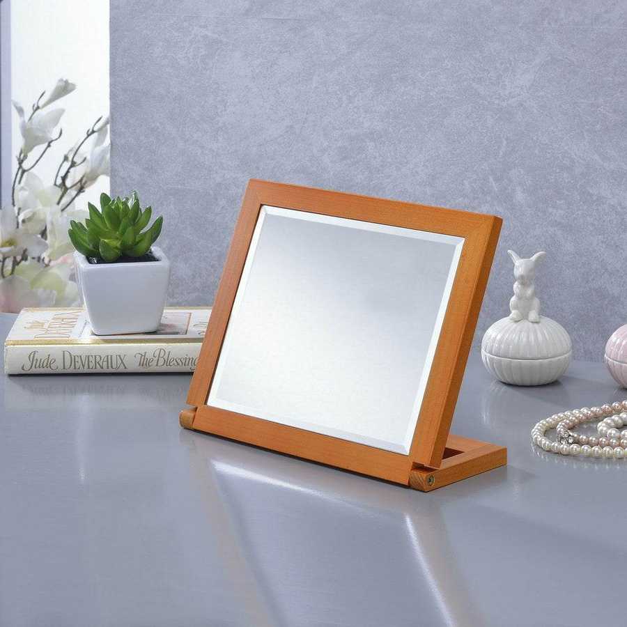 MLNshops adjustable makeup mirror walnut finish - Foldable