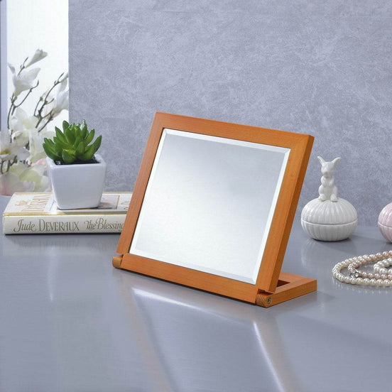 MLNshops adjustable makeup mirror walnut finish - Foldable