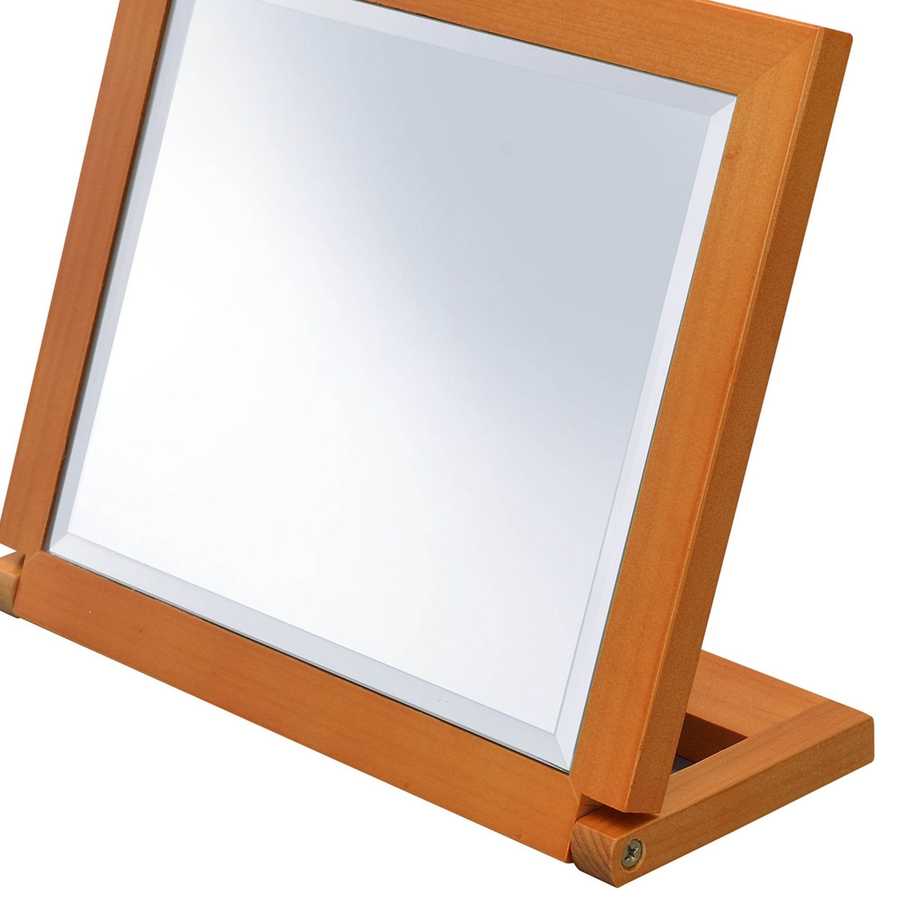MLNshops adjustable makeup mirror walnut finish - Foldable