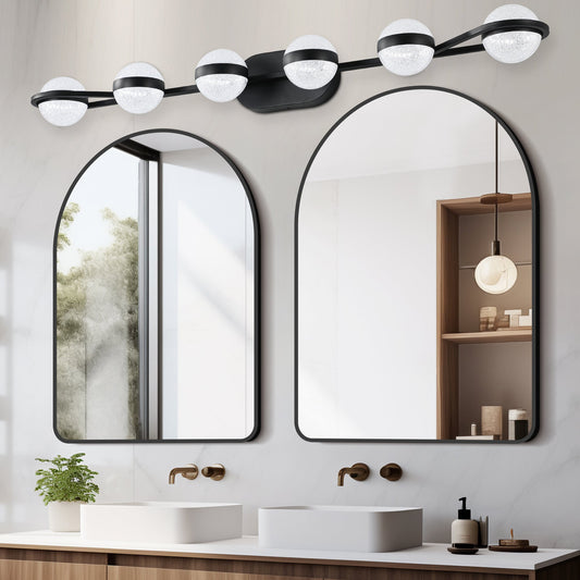 Vanity Lights With 6 LED Bulbs For Bathroom Lighting(Black) MLNshops]