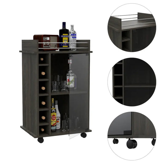 Vegas Glass Two-Door Hexagonal Corner Cabinet With Glass Door, Six Cubbies For Liquor MLNshops]