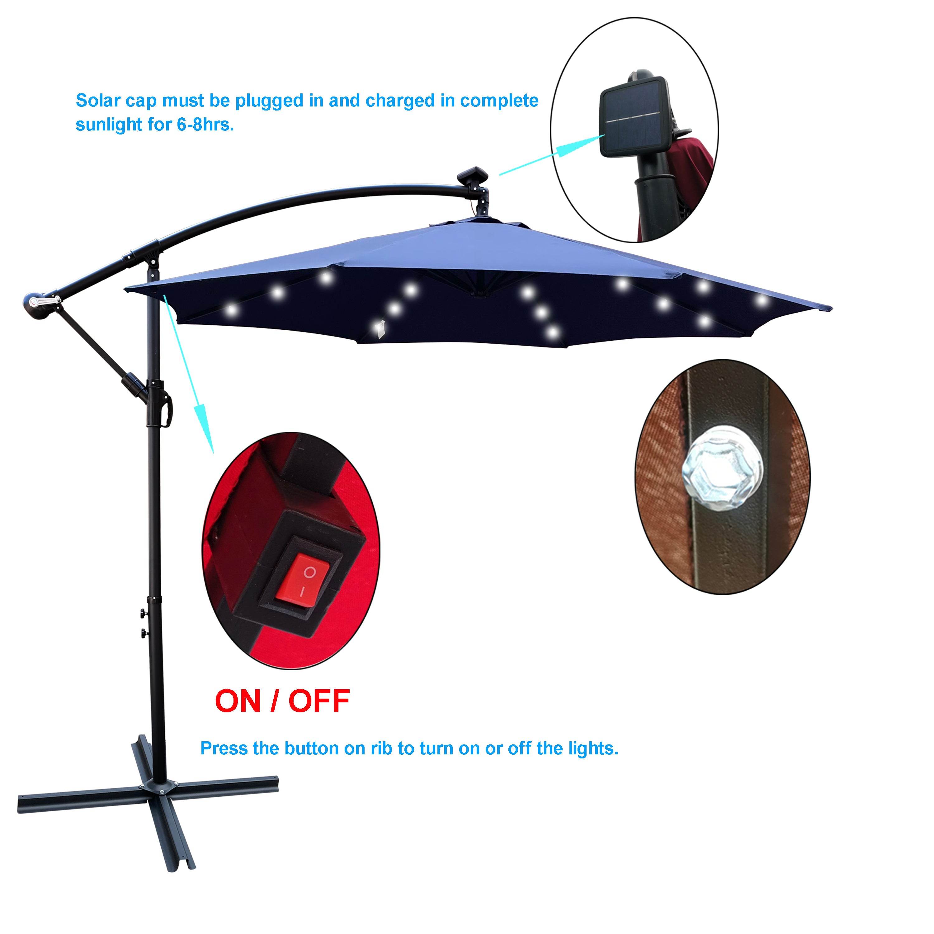 MLNshops 10 ft Pool Shade Umbrella with LED Lights