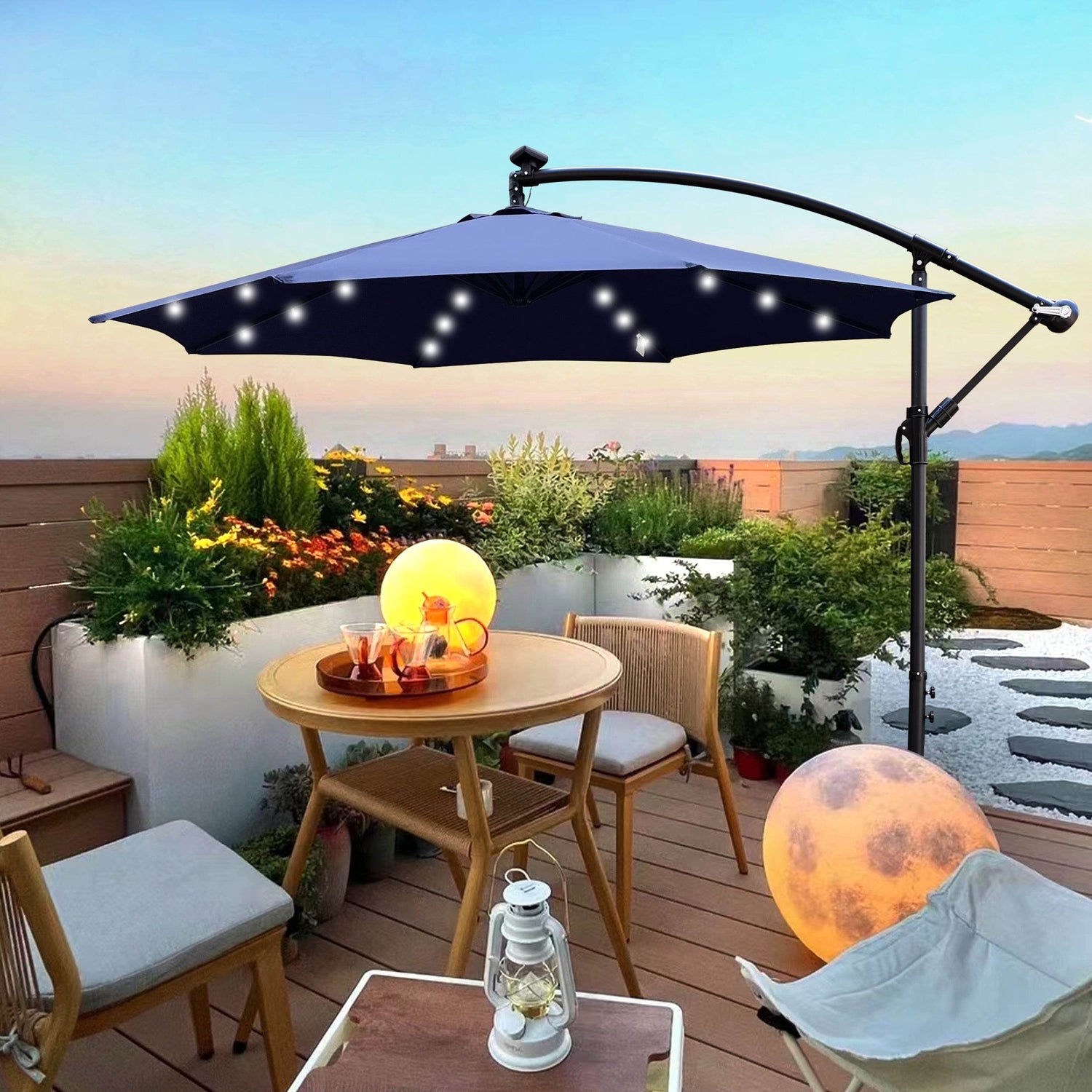 MLNshops 10 ft Pool Shade Umbrella with LED Lights Default