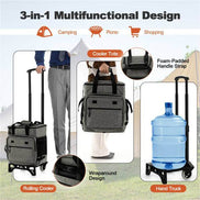 mlnshops 40L Cooler Bag for Camping with Wheels & Foldable Trolley
