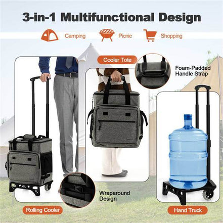 mlnshops 40L Cooler Bag for Camping with Wheels & Foldable Trolley