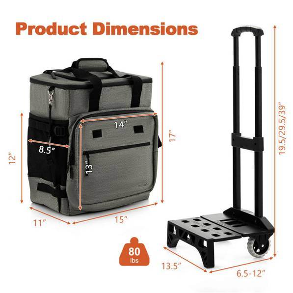 mlnshops 40L Cooler Bag for Camping with Wheels & Foldable Trolley