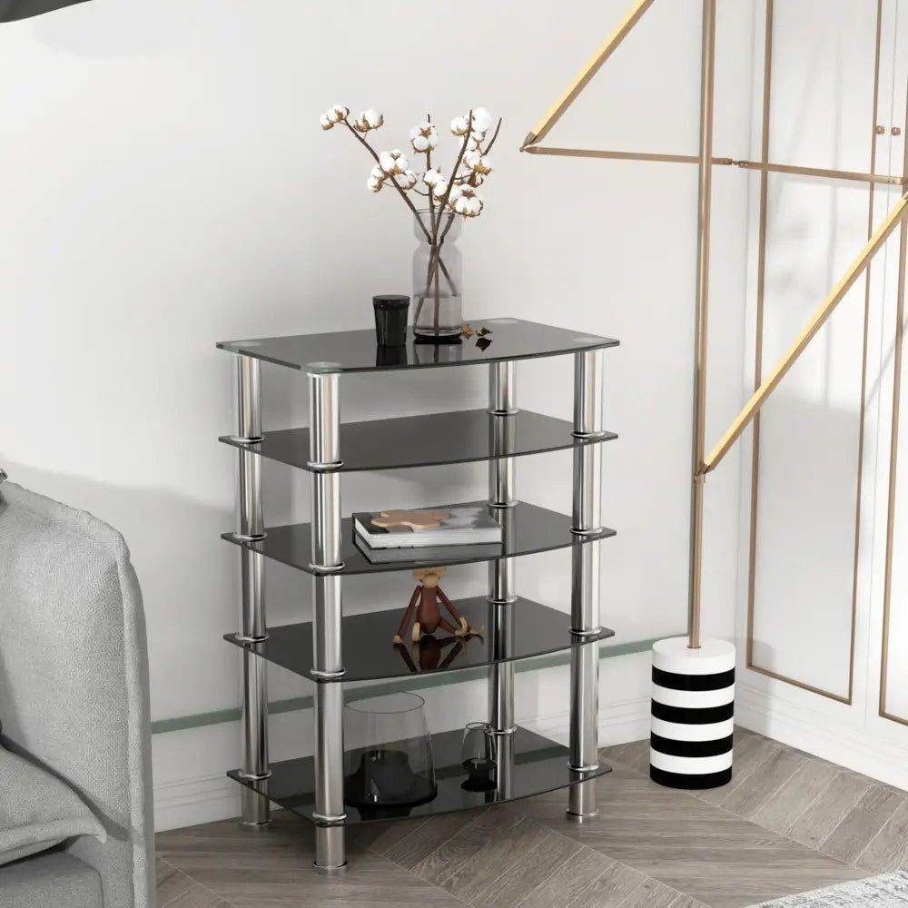 MLNshops 5-Tier Glass Side Table for Elegant Decor