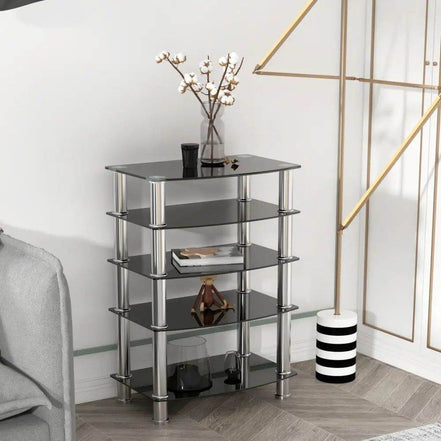 MLNshops 5-Tier Glass Side Table for Elegant Decor