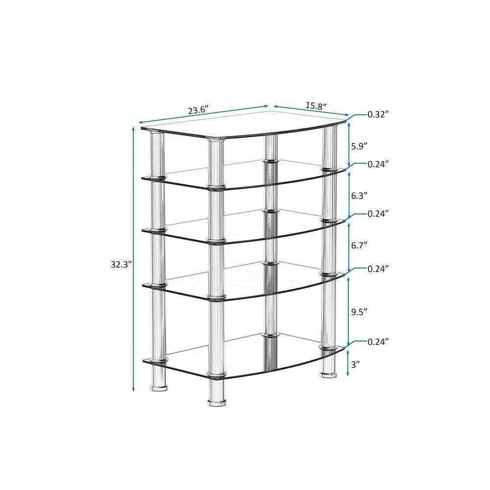 MLNshops 5-Tier Glass Side Table for Elegant Decor