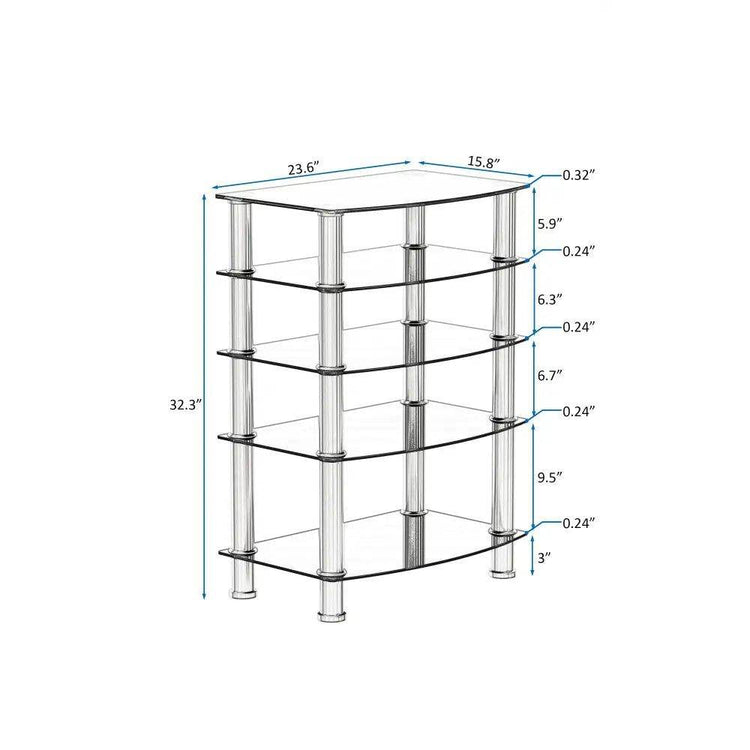 MLNshops 5-Tier Glass Side Table for Elegant Decor